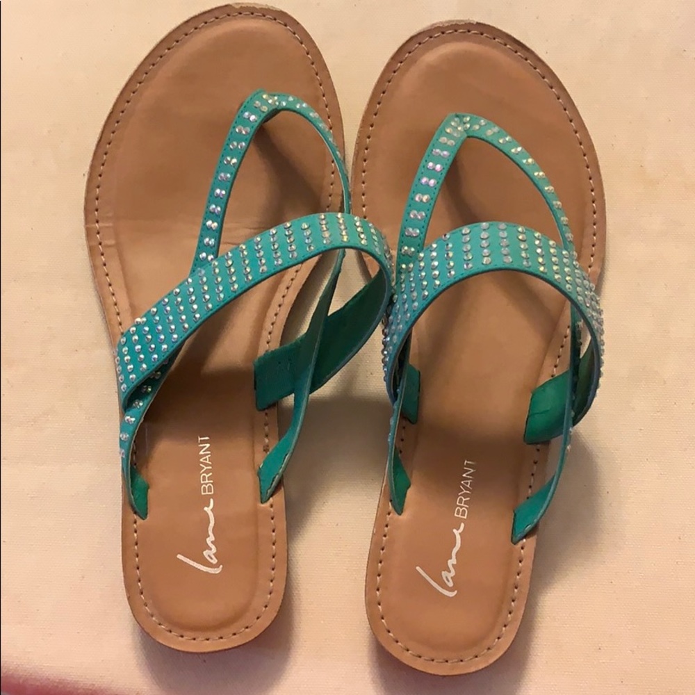 Lane Bryant aqua bling sandals 8 wide